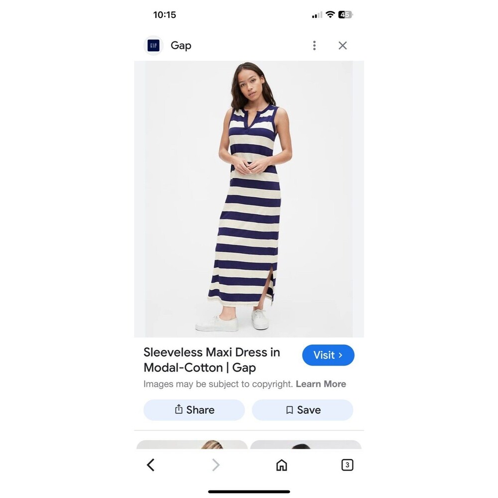 Gap Sleeveless Striped Maxi Dress, XS Nautical Coastal Yacht Americana